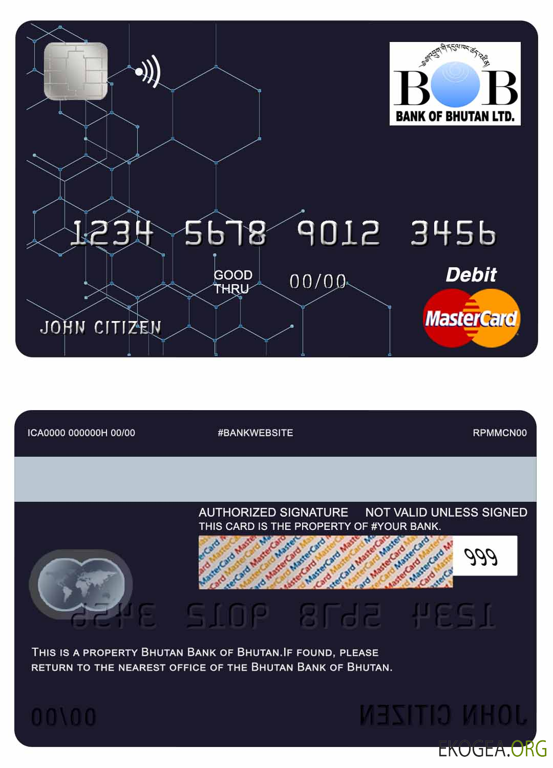 Mastercard de la Banque du Bhoutan du Bhoutan template Mastercard de la Banque du Bhoutan du Bhoutan template